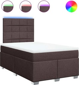 vidaXL Κρεβάτι Boxspring με Στρώμα Σκούρο Καφέ 120x200 εκ. Υφασμάτινο