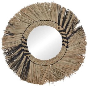 Καθρέπτης Τοίχου Cielro 337-000041 Φ42x6cm Natural-Black Inart Φυσικό Στάχυ