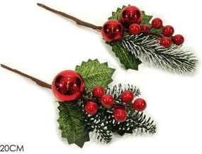 Χριστουγεννιάτικο Κλαδί Με Κόκκινα Berries 20cm Σε 2 Σχέδια