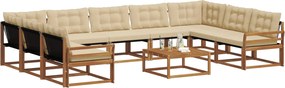 vidaXL Σειρά Καναπέ Εξωτερικού 10 τμχ. Φυσικό και Μπεζ