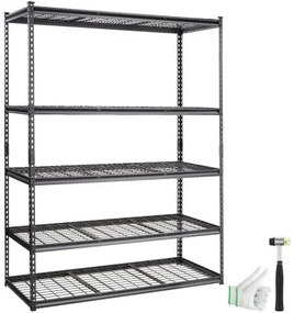 VEVOR Storage Shelving Unit, 5-Tier Adjustable, 2000 lbs Capacity, Heavy Duty Garage Shelves Metal Organizer Wire Rack, Black, 60&quot; L x 24&quot; W x 78&quot; H for Kitchen Pantry Basement Bathroom Laundry Closet