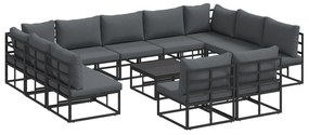 vidaXL Σετ Καναπέ Κήπου 12 pcs Μαύρο 70 x 70 x 32 εκ Αλουμίνιο