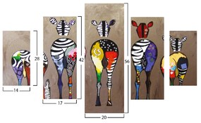 ΠΙΝΑΚΑΣ ΠΕΝΤΑΠΤΥΧΟ MDF COLORFUL ZEBRAS 82Χ56x3 HM7207.03