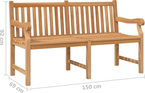 vidaXL Παγκάκι Κήπου 150 εκ. από Μασίφ Ξύλο Teak