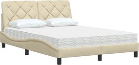 vidaXL Κρεβάτι με Στρώμα Κρεμ 140x190 εκ. Υφασμάτινο