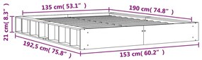 Σκελετός Κρεβ. Χωρίς Στρώμα Καφέ Κεριού 135x190 εκ Μασίφ Πεύκο - Καφέ