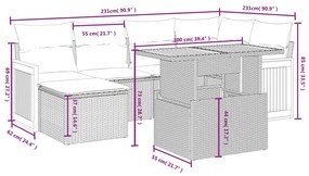 vidaXL Σετ Καναπέ Κήπου 6 τεμ. Μπεζ Συνθετικό Ρατάν με Μαξιλάρια