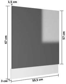 vidaXL Πρόσοψη Πλυντηρίου Πιάτων Γυαλ. Γκρι 59,5x3x67 εκ. Μοριοσανίδα