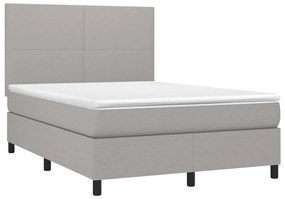 vidaXL Κρεβάτι Boxspring με Στρώμα &amp; LED Αν.Γκρι 140x200εκ. Υφασμάτινο