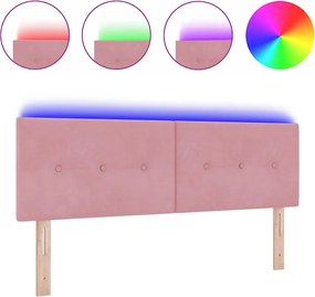 vidaXL LED κεφαλάρι με φώτα λωρίδας LED Ροζ 144 cm Πολυεστέρας