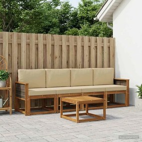 vidaXL Σειρά Καναπέ Εξωτερικού με μαξιλάρι 4 pcs Φυσικό