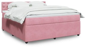 vidaXL Κρεβάτι Boxspring με Στρώμα Ροζ 180x200 εκ. Βελούδινο