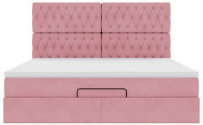 vidaXL Οθωμανικό κρεβάτι με στρώματα ροζ 180x200cm Velvet