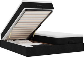 vidaXL Οθωμανικό Κρεβάτι με Στρώματα Μαύρο 200x200cm Ύφασμα