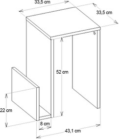 Τραπεζάκι βοηθητικό Regnar Megapap χρώμα λευκό  43,1x33,5x52εκ.