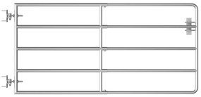 vidaXL Πόρτα Αγροκτήματος με 5 Μπάρες Ασημί (95-170)x90 εκ. Ατσάλινη