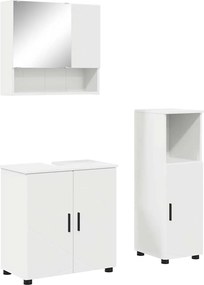 vidaXL Σετ Επίπλων Μπάνιου 3 pcs Λευκό Επεξεργασμένο ξύλο &amp; Μέταλλο