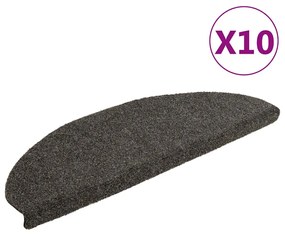 vidaXL Πατάκια Σκάλας Αυτοκόλ. 10 τεμ Ανθρακί 65x21x4 εκ Βελονιασμένο