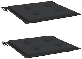 vidaXL Μαξιλάρια Καρέκλας Κήπου 2 τεμ. Μαύρα 40x40x4 εκ. Υφασμάτινα