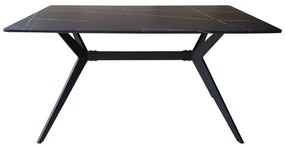 Τραπέζι Ezali mdf μαύρη όψη μαρμάρου με μαύρα μεταλλικά πόδια 140x80x75εκ 140x80x75 εκ.