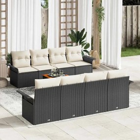 vidaXL Σετ Καναπέ Κήπου 9 pcs Μαύρο Πολυ ράταν