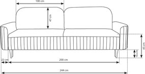 Καναπές - κρεβάτι Artery-Ekrou - 244.00Χ102.00Χ92.00cm