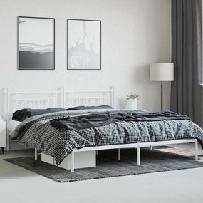 vidaXL Πλαίσιο Κρεβατιού με Κεφαλάρι Λευκό 200 x 200 εκ. Μεταλλικό