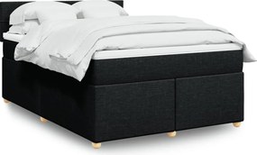 vidaXL Κρεβάτι Boxspring με Στρώμα Μαύρο 160x200 εκ. Υφασμάτινο