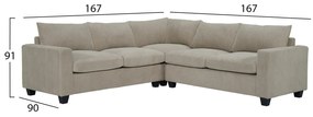 Γωνιακός Καναπές CALDER σε Μπέζ Ύφασμα 254x254x91Υεκ. 254x254x91 εκ.