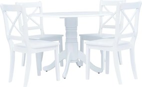 vidaXL Σετ Τραπεζαρίας 5 Τεμαχίων Λευκό Μασίφ Ξύλο Καουτσουκόδεντρου