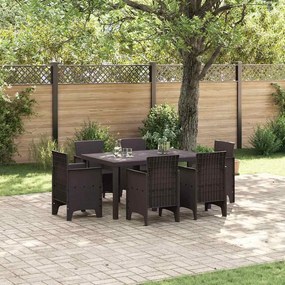 vidaXL Σέτ φαγητού για κήπο 7 pcs Καφέ Rattan Polt