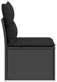 vidaXL Καρέκλα Κήπου Χωρίς Μπράτσα με Μαξιλάρια από Μαύρη Συνθετική Ρατάν