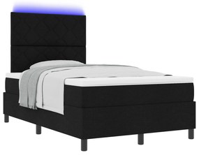 vidaXL Κρεβάτι με Βάση με Στρώμα & LED Μαύρο 120x190 cm Ύφασμα