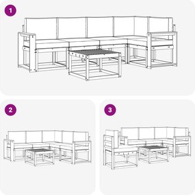 vidaXL Σειρά Καναπέ Εξωτερικού με μαξιλάρι 6 pcs Λευκό και Μπεζ