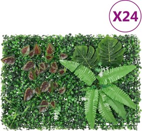  vidaXL Φράχτης 24 τεμ. Πράσινος 40 x 60 εκ. από Τεχνητό Φυτό