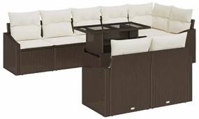 vidaXL Σετ Καναπέ Κήπου 9 pcs Καφέ και κρεμ 100 x 55 x 73 εκ