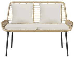 vidaXL Παγκάκι κήπου Καφέ, Μαύρο, Κρέμα Πολυ rattan, ατσάλι