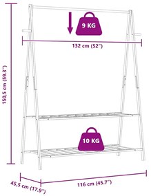 Κρεμάστρα Ρούχων με Ράφια 132x45,5x150,5 εκ. Μπαμπού - Καφέ