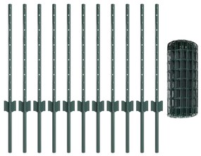 vidaXL Ευρωπαϊκή Επί Fence με 11 U Posts Πράσινο 0,6x25 μ Ατσάλι