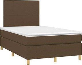 vidaXL Κρεβάτι Boxspring με Στρώμα Σκούρο Καφέ 120x190 εκ Υφασμάτινο