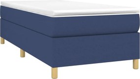vidaXL Κρεβάτι Boxspring με Στρώμα Μπλε 90x190 εκ.Υφασμάτινο