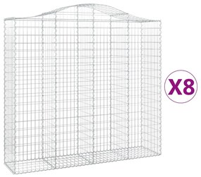 vidaXL Συρματοκιβώτια Τοξωτά 8 τεμ. 200x50x180/200 εκ. Γαλβαν. Ατσάλι