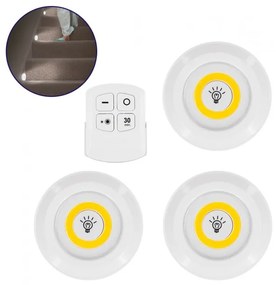 Φωτιστικά Νυκτός Μπαταρίας LED COB 6W Timer RF-Σετ 3 Θερμό 3000K 79045 Globostar 79045