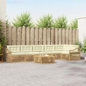 vidaXL Σειρά Καναπέ Εξωτερικού 7 pcs Λευκό και Κρεμ Πολυεστέρας