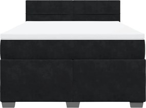 vidaXL Κρεβάτι Boxspring με Στρώμα Μαύρο 140x190 εκ. Βελούδινο
