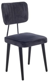 Artekko Platin Καρέκλα με Ξύλινο/Μεταλλικό Μαύρο Σκελετό και Ανθρακί Βελούδο (44x55x92)cm