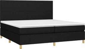 vidaXL Κρεβάτι Boxspring με Στρώμα Μαύρο 200x200 εκ. Υφασμάτινο