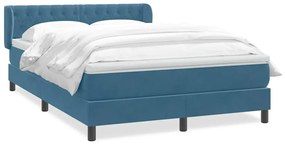 vidaXL Κρεβάτι Boxspring με Στρώμα Σκούρο Μπλε 160x210 εκ. Βελούδινο