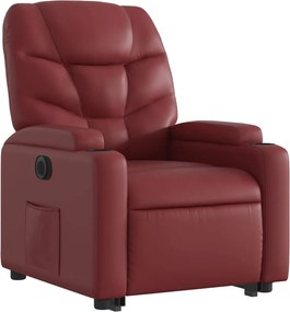 vidaXL Πολυθρόνα Ηλεκ.Ανακλινόμενη με Ανύψωση Μπορντό Συνθ.Δέρμα