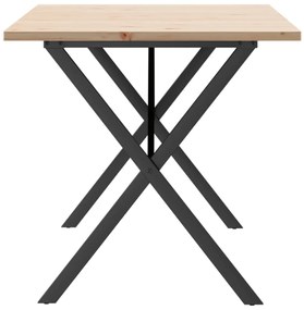 vidaXL Τραπέζι Τραπεζαρίας Πλαίσιο X Μασίφ Πεύκο/Ατσάλι